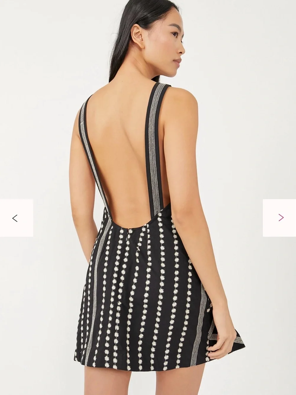 NWOT Free People Black Juni Backless Embroidered Mini Dress Fall Winter | Small